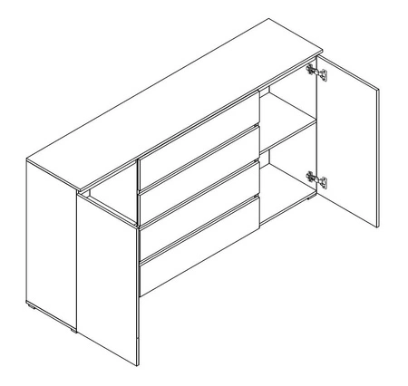 Kommode Simple 184 cm Eiche sonoma funktionelles Möbelstück für das Jugendzimmer, Wohnzimmer oder Büro