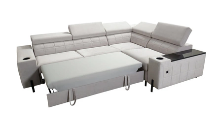 Ecksofa mit Schlaffunktion Belvi II schwarz rechts elegantes und ergonomisches Ecksofa für das Wohnzimmer praktischer Stauraum an der Seite
