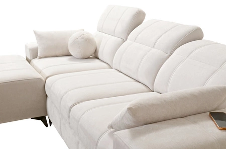 Ecksofa mit Schlaffunktion Penejos dunkelbeige links elegantes Ecksofa mit Bettzeugablage verstellbare Kopfstützen