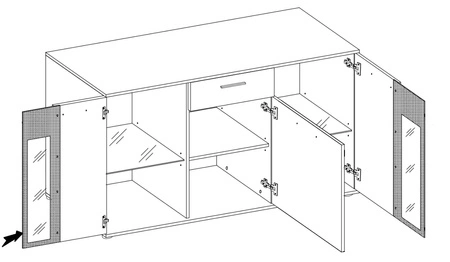 Kommode Senja 140 cm weiß modernes Möbeldesign Kommodenkante mit speziellem ABS-Furnier verarbeitet