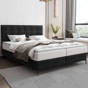 Boxspringbett Irvine 180x200 schwarz stilvolles Bett mit Bettzeugablage komfortables Kopfteil besticht durch sein elegantes Design