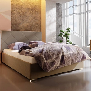 Hernani Polsterbett 140x200 dunkelbeige mit modernem Kopfteil ideal für Schlafzimmer