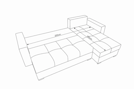 Aldo schwarzes Ecksofa rechts mit Schlaffunktion garantiert höchsten Komfort und Funktionalität