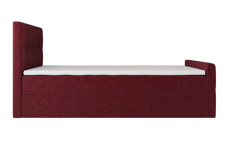Boxspringbett Manhattan 90x200 dunkelrot Bett im modernen skandinavischen Stil mit gepolstertem Kopf- und Fußteil und Staukasten