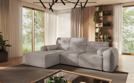 Ecksofa mit Schlaffunktion Cantare grau Esche links funktionelles und bequemes Ecksofa mit modernem Design Plüschstoff