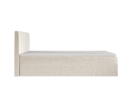 Boxspringbett Casey 90x200 beige im modernen skandinavischen Stil mit gepolstertem Kopfteil Bett mit Staukasten