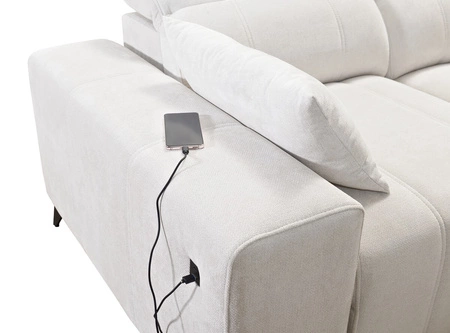 Ecksofa mit Schlaffunktion Penejos III creme links äußerst bequemes und praktisches Ecksofa für das Wohnzimmer zwei Container für Bettzeug