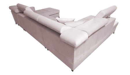 Ecksofa mit Schlaffunktion Nausa VI kastanienbraun rechte Seite stilvolle Ecksofa für Wohnzimmer mit komfortablen Finish weichen Samt Stoff