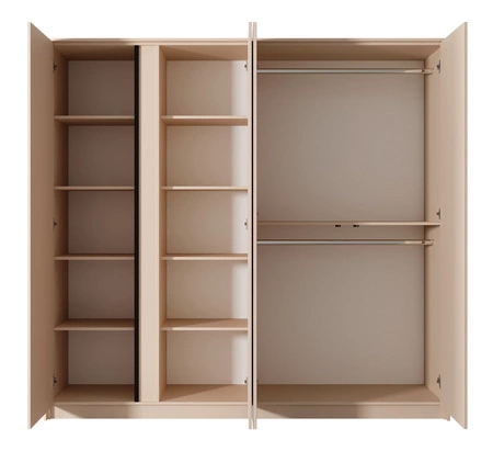 Beloit 223 cm Spiegelschrank Eiche beige moderne Form originelle vertikale LED-Beleuchtung idealer Kleiderschrank für Schlafzimmer