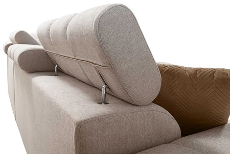 Ecksofa mit Schlaffunktion Bolmso II blau rechtsseitiges Ecksofa mit Bettzeugcontainer Vollauszug in der Seite des Möbels