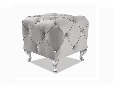 Hesta Pouffe 50 cm hellgrau ideal Hocker schmutz- und kratzfest Sitzpouffe gesteppte Elemente mit Kristallen