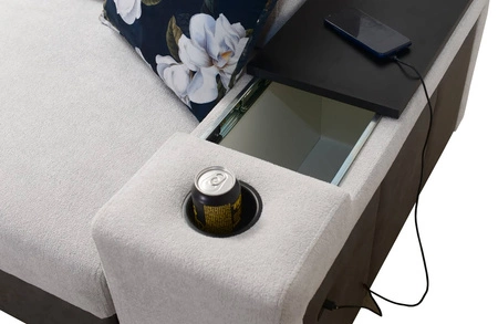 Ecksofa mit Schlaffunktion Flavio II beige/braun rechts bequemes Ecksofabett offene Bar an der Seite des Möbels