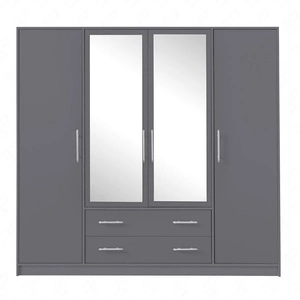 Spiegelschrank Caspe 200 cm anthrazit modernes Design ABS-Finish und Aluminiumgriffe