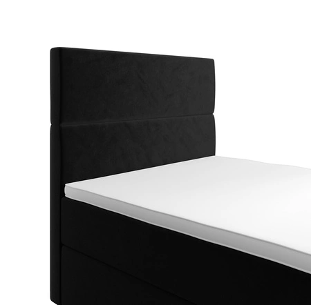 Boxspringbett Bing 90x200 schwarz im modernen skandinavischen Stil mit gepolstertem Kopfteil Bett mit Staukasten