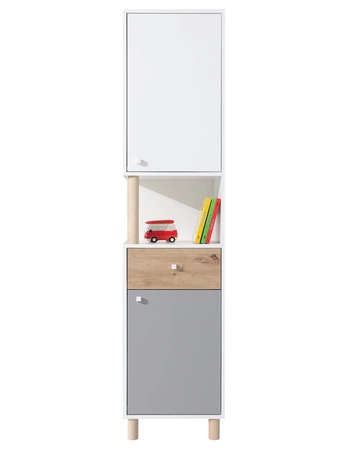 Bücherregal Beja 45 cm weiß / Eiche artisan / grau ideal für das Jugendzimmer sehr brauchbar und hat einen modernen Look