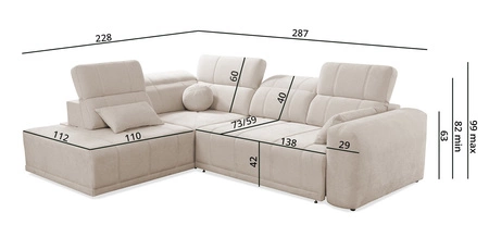 Ecksofa mit Schlaffunktion Cetara VII braun links Hochwertiges Ecksofa für den Wohnbereich mit bequemer Schiebelehne