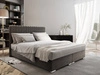 Boxspringbett Sarona 140x200 grau Bett im modernen skandinavischen Stil mit markantem Kopfteil