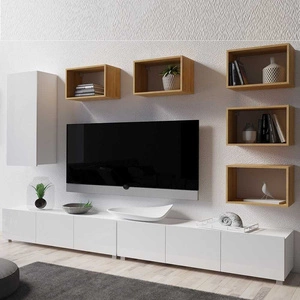 Möbel Apulia XXXVII weiß glänzend / goldene Eiche ein außergewöhnlich stilvolles Wandelement einfache Einheiten, die in jedes Interieur passen