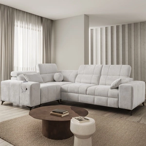 Penejos II Ecksofa mit Schlaffunktion graue Esche links Komfort für den täglichen Aufenthalt Container für Bettzeug