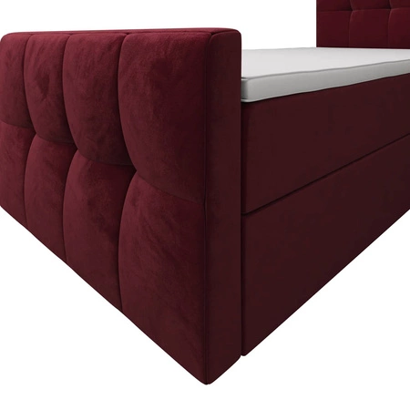 Boxspringbett Manhattan 120x200 dunkelrot im modernen skandinavischen Stil mit gepolstertem Kopfteil und Fußteil Bett mit Staukasten