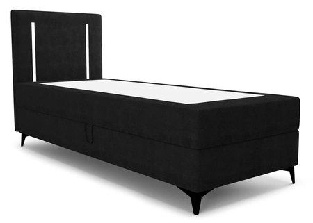 Boxspringbett Norco 80x200 schwarz stilvolles Bett mit Bettzeug Lagerung Beleuchtung im Kopfteil fügt eine einzigartige Note