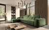 Ecksofa mit Schlaffunktion Viano XII grün links stilvolles Ecksofa mit interessanter Form verstellbare Kopfstützen Zierkissen