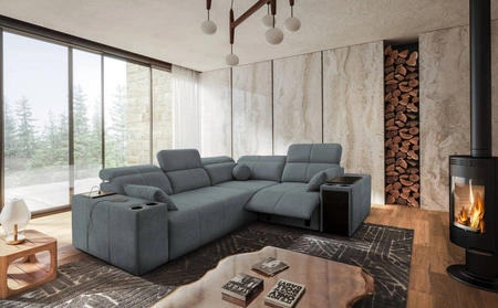 Ecksofa mit Schlaffunktion Tesalia II Lux grau rechts bequemes Ecksofa mit verschiebbarer Rückenlehne und ausziehbarer Fußstütze