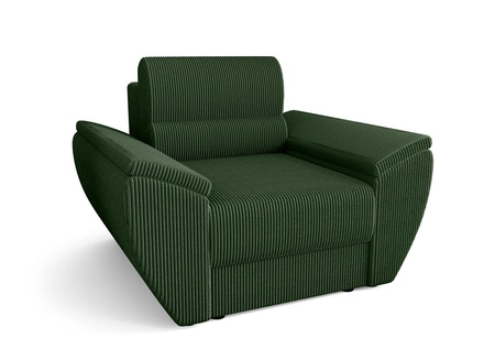 Sessel Fogu grün modernes Design bequemer Sessel für Wohnzimmer Kordstoff mit ausdrucksvollen Streifen breite Armlehnen