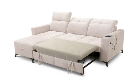 Ecksofa mit Schlaffunktion Laredo grau Esche links komfortables und stilvolles Ecksofa mit Bettzeugcontainer