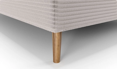 Boxspringbett Totti 180x200 elfenbeinfarbenes stilvolles Bett mit Bettzeugablage dreidimensional gestreifter Stoff