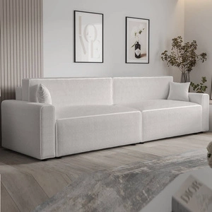 Klappsofa Brandon XL Bis elfenbein modernes Design dreidimensionalen Stoff mit ausdrucksvollen Streifen Bettzeugbehälter