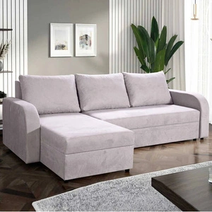 Ecksofa mit Schlaffunktion Scarlo hellgrau universal Ecksofa für das Wohnzimmer aus strapazierfähigem Veloursstoff