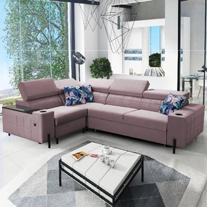 Ecksofa mit Schlaffunktion Belvi II heather left elegantes und ergonomisches Ecksofa für das Wohnzimmer praktischer Stauraum an der Seite