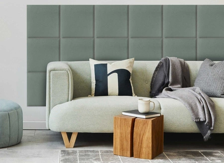 Gepolstertes Paneel Quadra 50x50 cm mint stilvolles Wandpaneel quadratischer Veloursstoff modisches Finish für jede Einrichtung