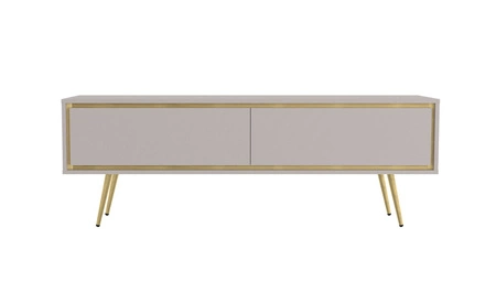 RTV-Schrank Nevea 150 cm beige eleganter Schrank in dezenten Farben originelle Dekoration für jedes Interieur stabile goldene Beine