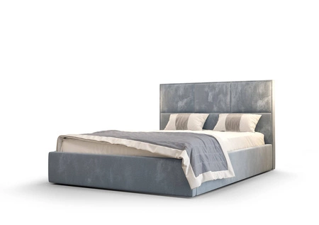 Polsterbett Hestia 160x200 mit Stauraum Hellblau moderner skandinavischer Stil mit bequemem Kopfteil