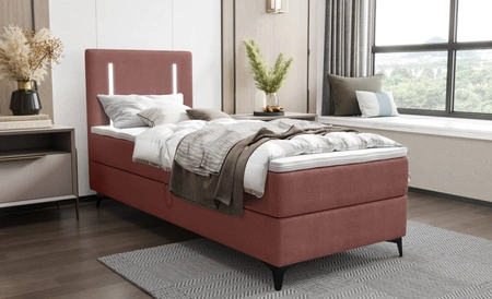 Boxspringbett Norco 80x200 rosa stilvolles Bett mit Staukasten Beleuchtung im Kopfteil fügt eine einzigartige Note