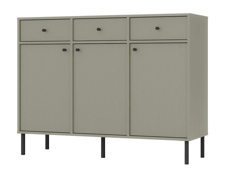 Schubladenkommode Kioto II 125 cm Eukalyptus minimalistische Form ideale Kommode für Schlafzimmer oder Wohnzimmer schwarze Griffe
