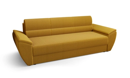 Sofa Fogu Bis Honig-Gelb stilvolles Sofa mit bequemen Armlehnen Cord-Polsterung Stoff Bettwäsche Container