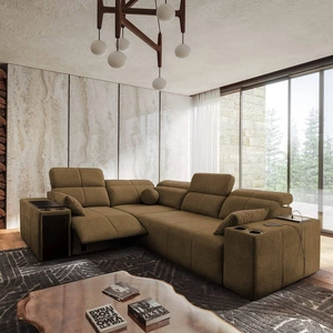 Ecksofa mit Schlaffunktion Tesalia II Lux braun links komfortables Ecksofa mit verschiebbarer Rückenlehne und ausziehbarem Fußteil