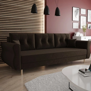 Wilkins Sofa mit Schlaffunktion braun elegantes Sofa für Wohnzimmer im skandinavischen Stil geschwungene Seiten verleihen Charakter