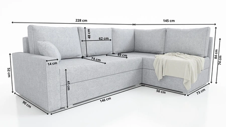 Ecksofa mit Schlaffunktion Nofi dunkelblau rechts modernes Design ein einfacher und stilvoller Körper, der in jede Einrichtung passt