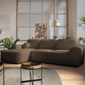 Ecksofa mit Schlaffunktion Arbon braun linke Ecke modernes Design mit markanter Form weicher Stoff
