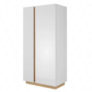 Zweitüriger Kleiderschrank Adria 97 cm glänzend weiß / Eiche Enkel moderner Kleiderschrank mit grifflosem Türöffnungssystem