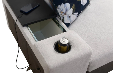 Ecksofa mit Schlaffunktion Flavio II mint / graphit links komfortables Ecksofa Bett offene Bar in der Seite des Möbels