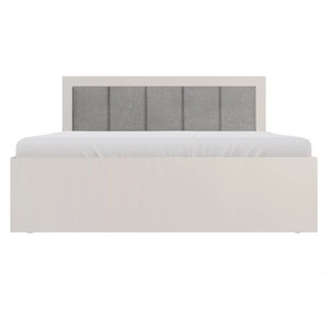 Bett Caspe 160x200 cm beige mit Container ideales Bett für Schlafzimmer mit teilweise gepolstertem Kopfteil