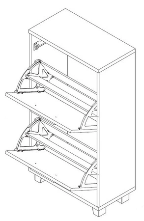 Schuhschrank Maximus 55 cm Kastanie Wenge modernes Design Schrank mit Schublade auf Rollenführungen Kanten des Schranks mit spezieller ABS-Folie veredelt