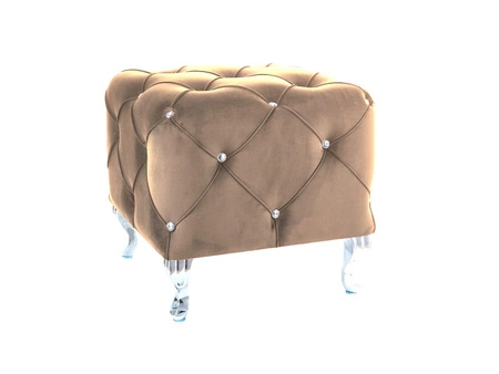 Hesta Pouffe 50 cm beige ideal Hocker schmutz- und kratzfest Sitzpouffe gesteppte Elemente mit Kristallen