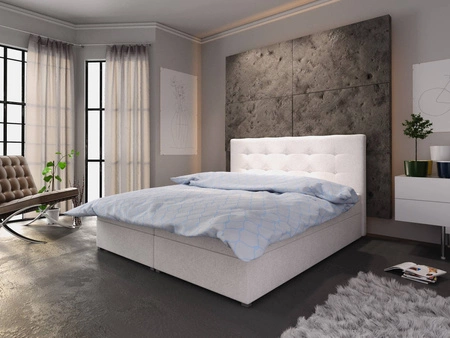 Boxspringbett Fresno 160x200 beige Bett im modernen skandinavischen Stil mit Kopfteil