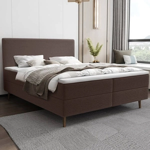Boxspringbett Totti 180x200 braun stilvolles Bett mit Bettzeug Lagerung dreidimensionalen Stoff mit ausdrucksvollen Streifen